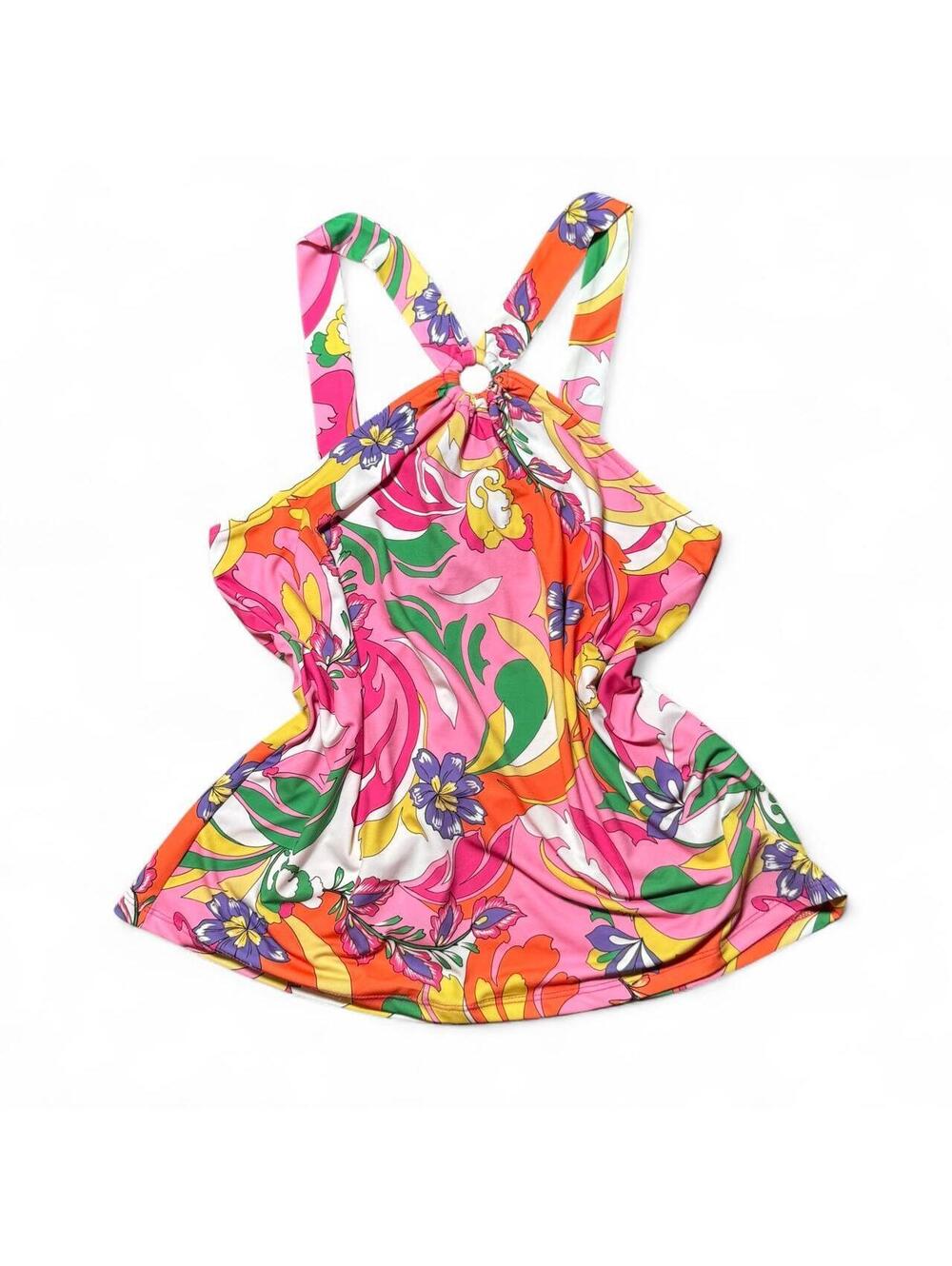 Boston Proper Pucci Inspired Floral Halter Top Y2K Size S